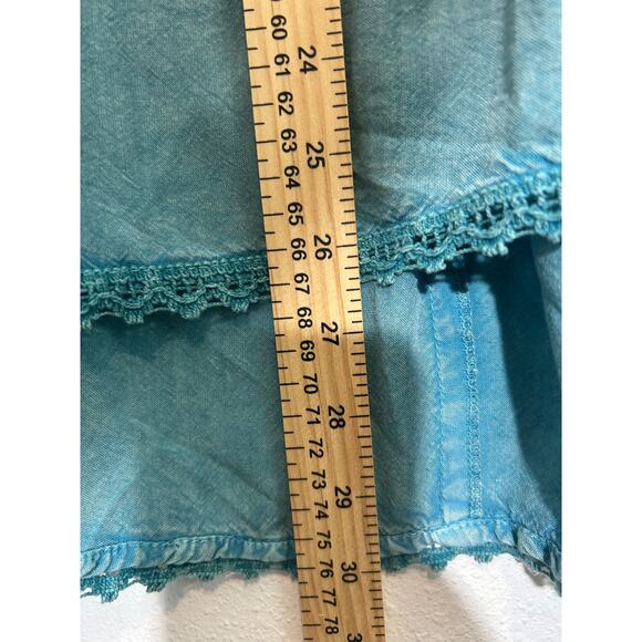 Ronnie Salloway Women's Teal distressed Lace Back Sleeveless Top Size M - Picture 5 of 5